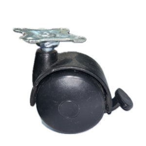 Rodízio de nylon preto 50 mm placa giratória com freio Ref.: 42548