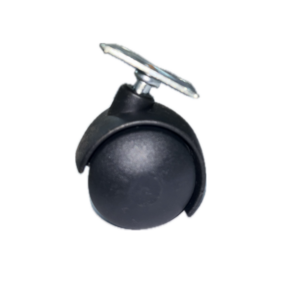 Rodízio de nylon preto 42 mm com placa giratória Ref.: 42551