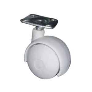 Rodízio de nylon branco 38 mm com placa giratória Ref.: 42544