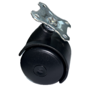 Rodízio de nylon preto 50mm com placa giratória Ref.: 42552