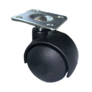 Rodízio de nylon preto com placa giratória 42 mm Ref.: 42551