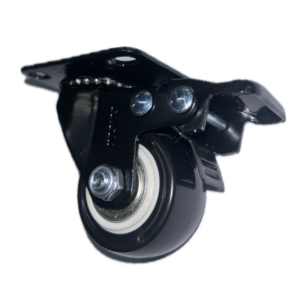 Rodízio preto (1.5/8 polegadas) com rolamento e placa giratória com freio Ref.: 42648