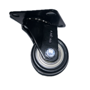 Rodízio preto (1.5/8 polegadas) com rolamento e placa giratória Ref.: 42646