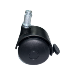 Rodízio de nylon preto 50mm pino giratória com freio Ref.: 42579