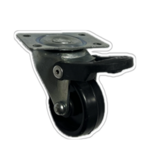 Rodízio preto  (1.5/8) com placa giratória com freio Ref.: 42648